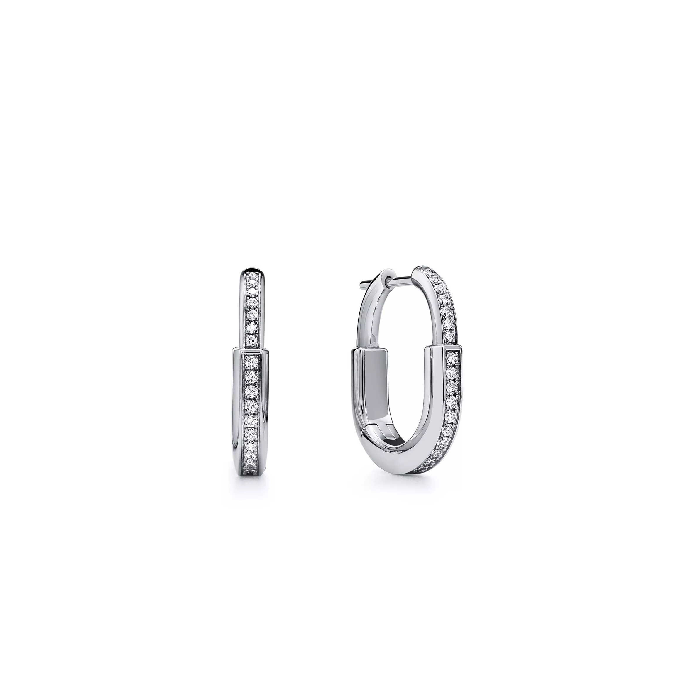 TIFFANY LOCKSMALL LOCK EARRINGS IN WHITE GOLD WITH PAVÉ DIAMONDS 74365973